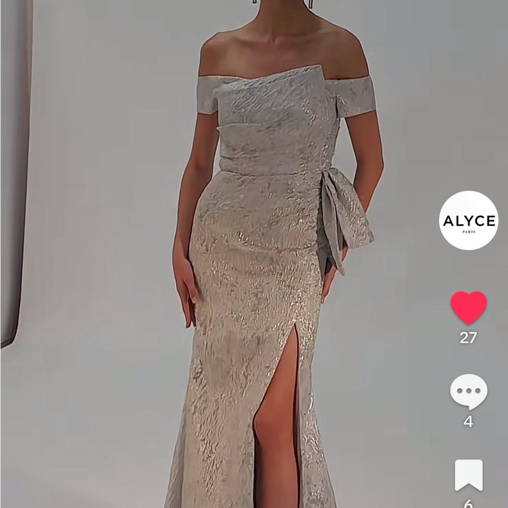 Alyce Paris One-Shoulder Metallic Dress mother of bride or groom formal dress.